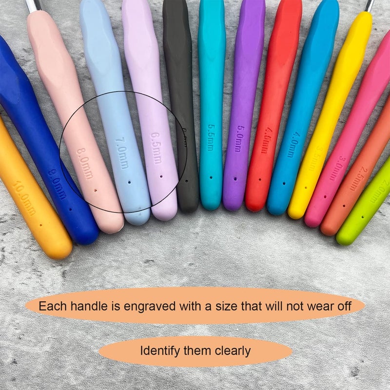 Mdoker Size B/1(2mm) Crochet Hook,Extra Long Crochet Hooks for Arthritic Hands,Ergonomic Grip Soft Handles for Beginners and Experiecced Crochet Lover,Comfortable/Easy to Use - Image 4
